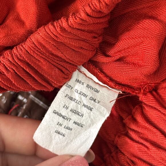 Double D Ranch Skirt Womens Small Tiered Western Vintage 90s Boho Red Orange - Picture 6 of 9